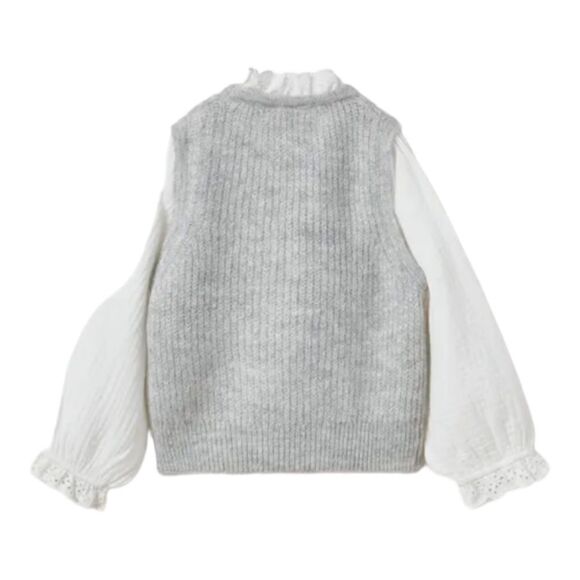 ZARA Kids | Gray Marl | COMBINATION KNIT SWEATER - Picture 3 of 5